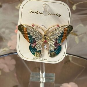 Brooch Butterfly Multicolor RhinestonesTotal length 3.5in (Butterfly 2.25)
